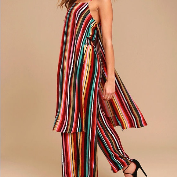 FP Red Ruby Long Tank and Drawstring Striped Pants - Picture 2 of 3